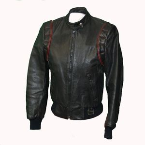 Women's Yamaha Black Leather Motorcycle Jacket